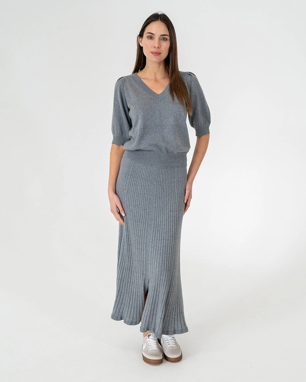 Callie Knit Skirt - Thunder Grey All Season Wear Neat Style
