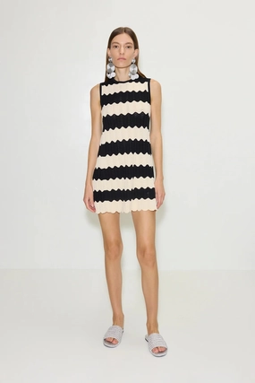 SIMON MILLER | Moji Knit Mini Dress - Black / Macadamia Evening Wear Sleek Cut