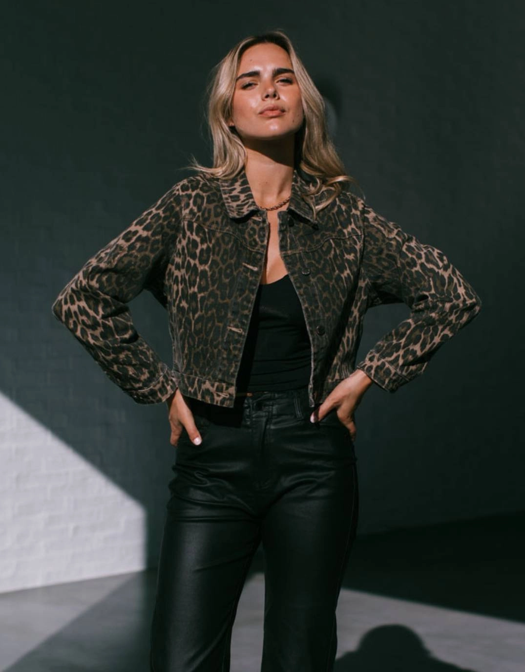 Eco Conscious Dye Process Reese Stretch Denim Jacket - Leopard