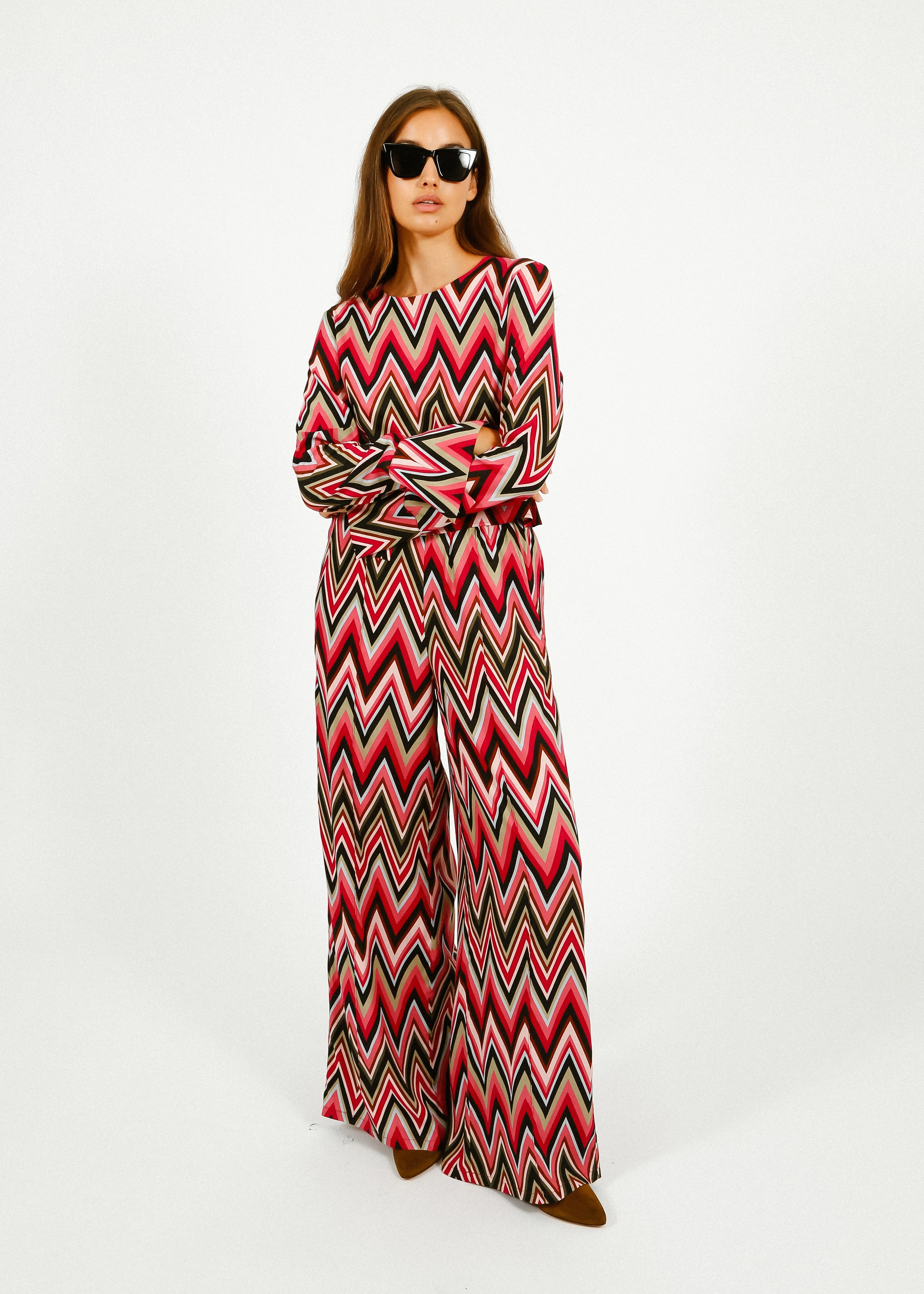 Stretch Motion Core Support Primrose Park Kylie Trousers in Zig Zag
