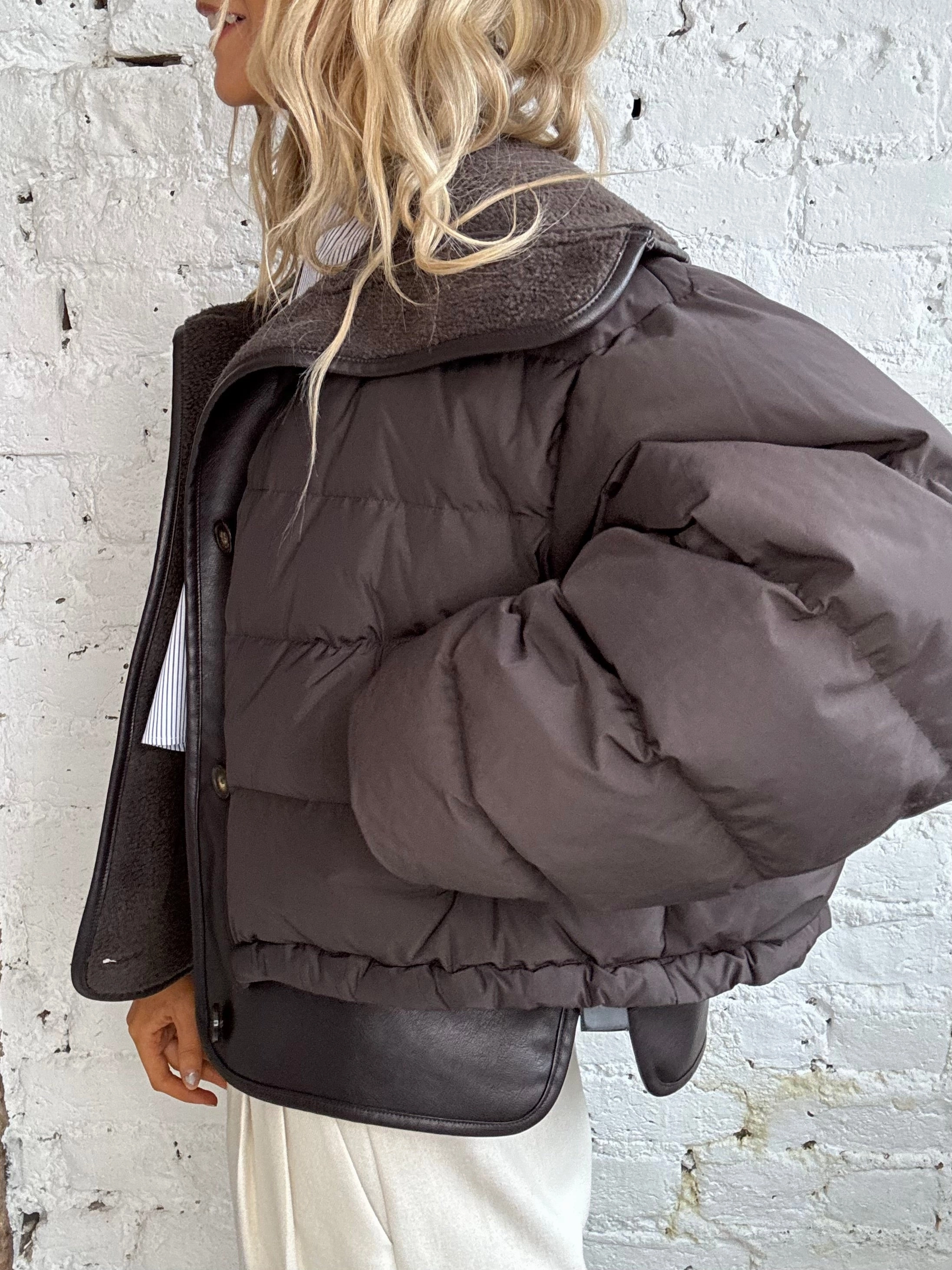 Thermal Insulated Jacket All Day Comfort Rag & Bone Gloria Puffer Jacket in Brown