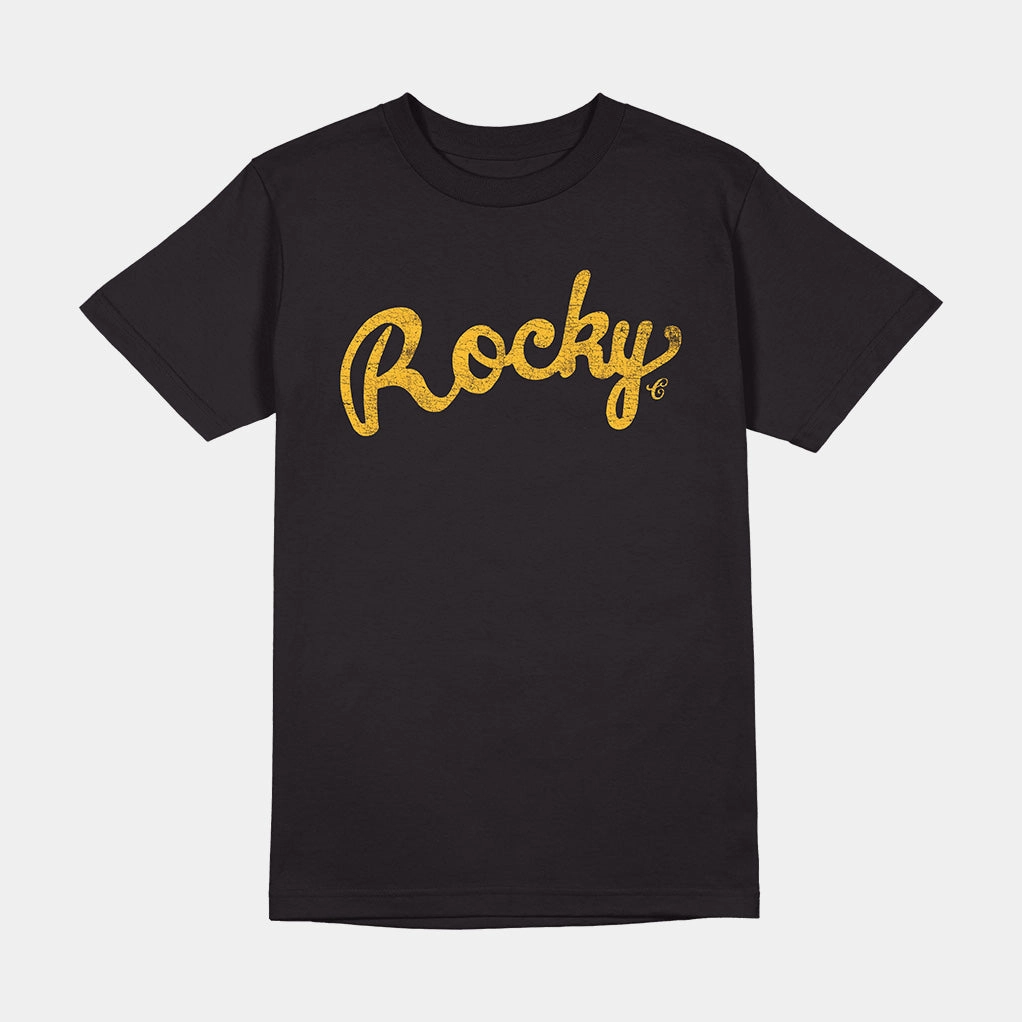 ROCKY SCRIPT SHIRT Contrast Stitch Accent Summer Sweater