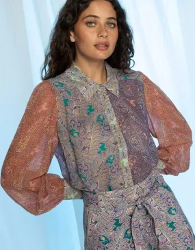 Double Stitched Seams Formal Elegance Lillian Blouse - Multi