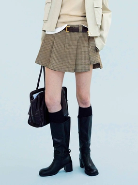 Functional Design Linen Blend Pleated Skort