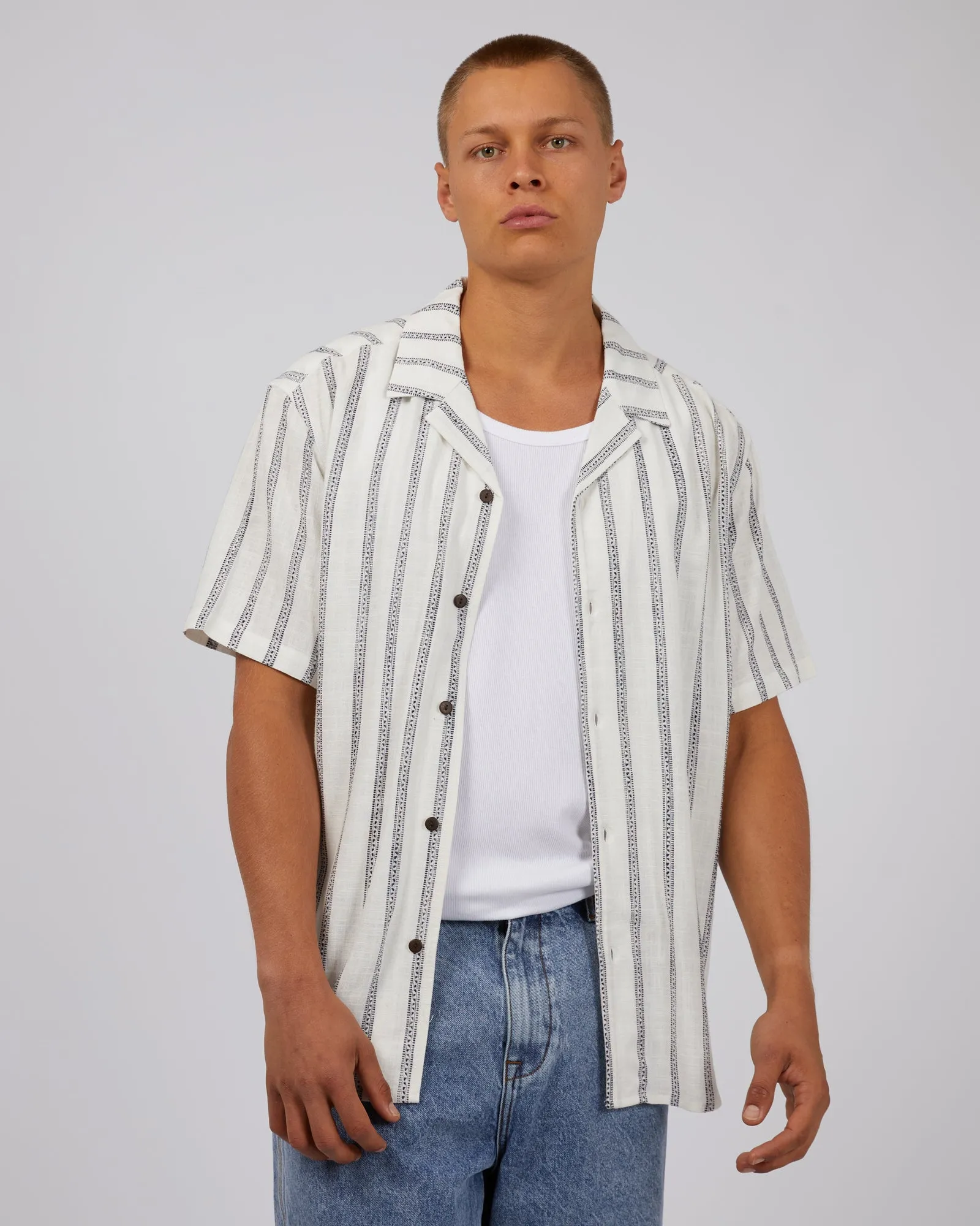Polo Style Lightweight Comfort Drifter Stripe Shirt White