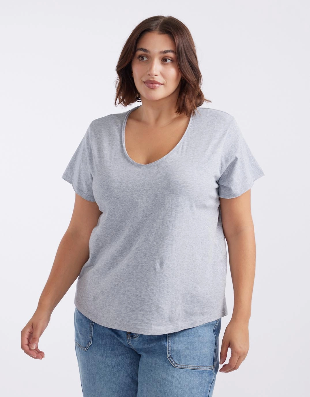 Bold Look Lightweight Wear Original V Neck T-Shirt - Grey Marle