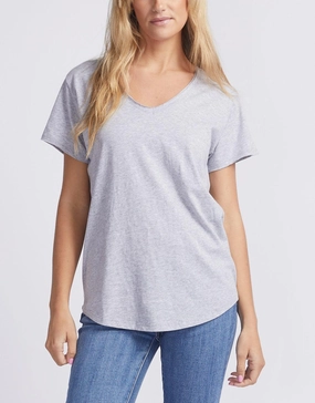 Original V Neck T-Shirt - Grey Marle Formal Elegance