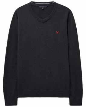 Crew Clothing Mens Organic Cotton V Neck Jumper Soft touch finish