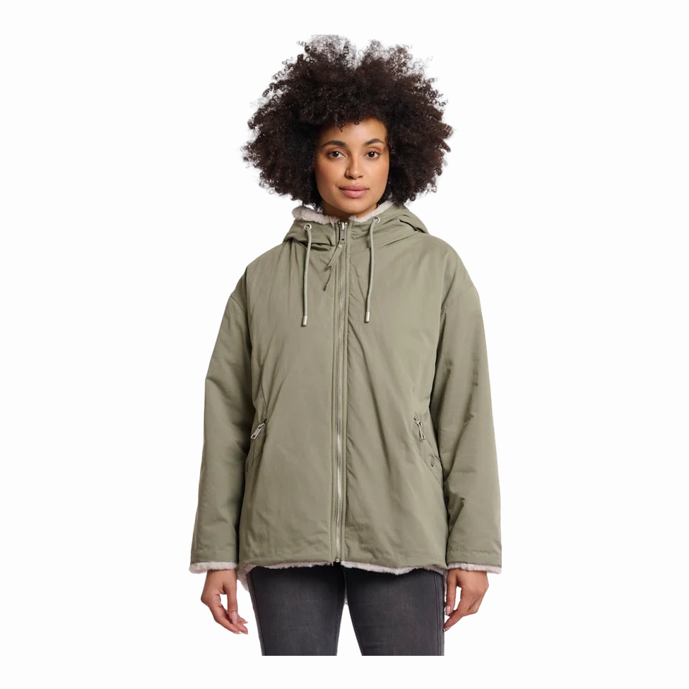 wrinkle free Mild Weather Layer Rino & Pelle Ines Reversible Jacket in Green Ash