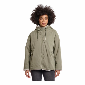 wrinkle free Mild Weather Layer Rino & Pelle Ines Reversible Jacket in Green Ash