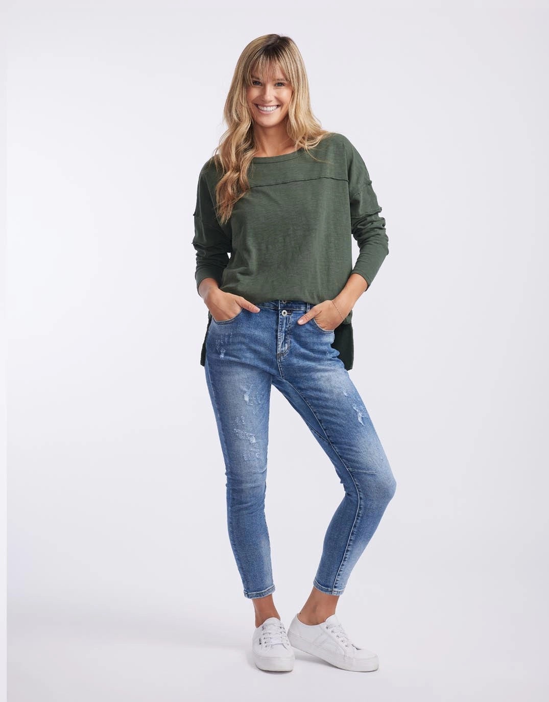 Jayne Throw On Top - Khaki Relax Style Trend