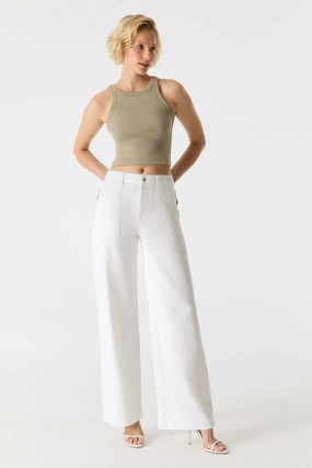 Lulu Wide Leg Pant - White - 30" Inseam Abrasion Resistant Panels