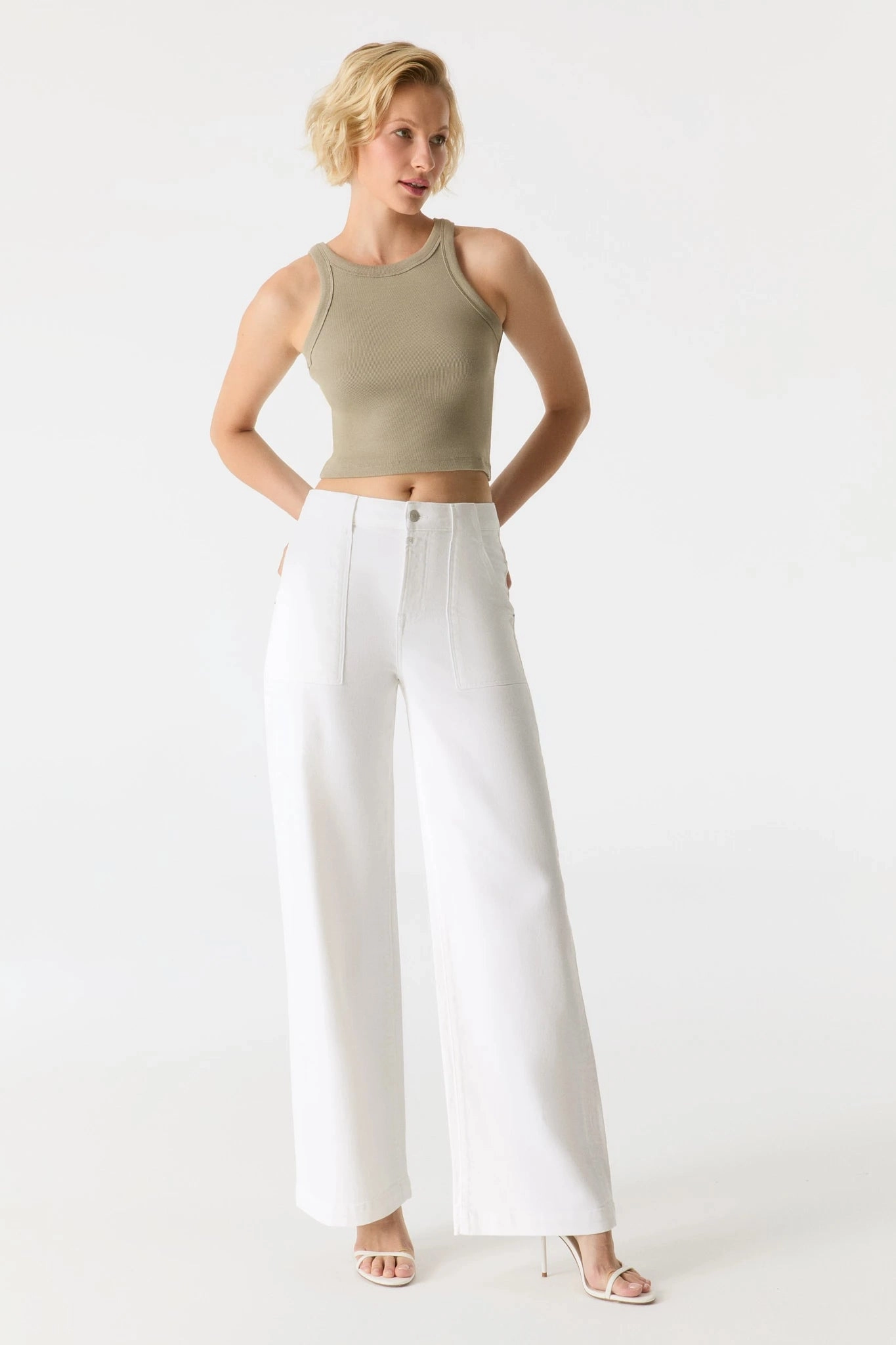 Lulu Wide Leg Pant - White - 30" Inseam Abrasion Resistant Panels