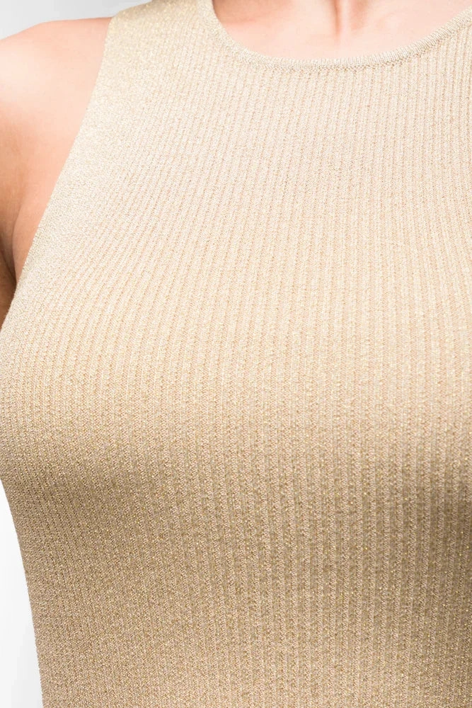 LayeredStyling Lurex Knitwear Vest Gold