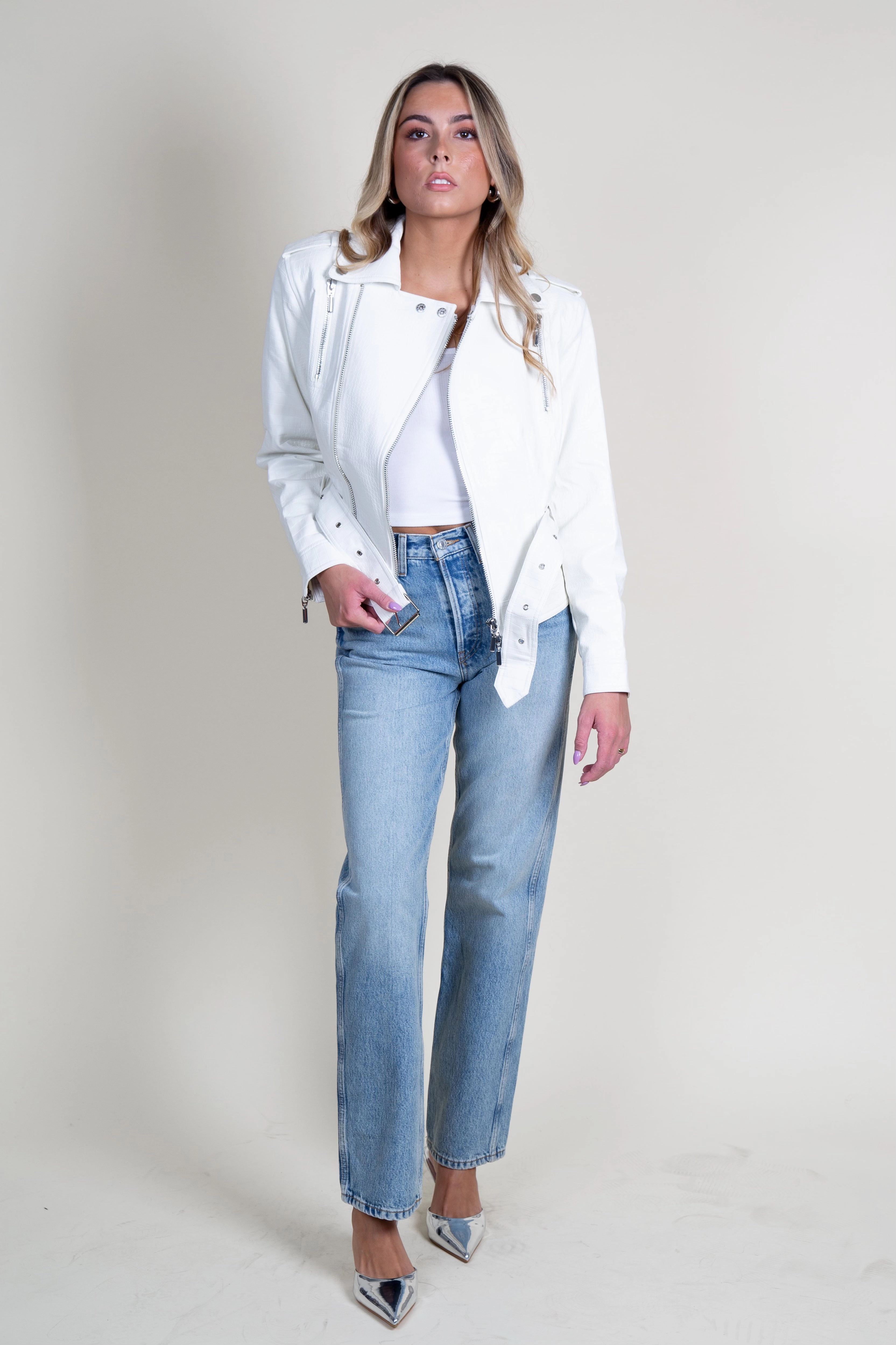 Durable Abrasion Resistant Aramid Fiber Reinforcement NONCHALANT | Reed Jacket - White