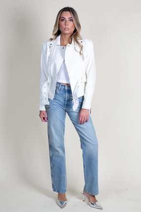 Reinforced Seam Durability Eco Friendly Construction NONCHALANT | Reed Jacket - White