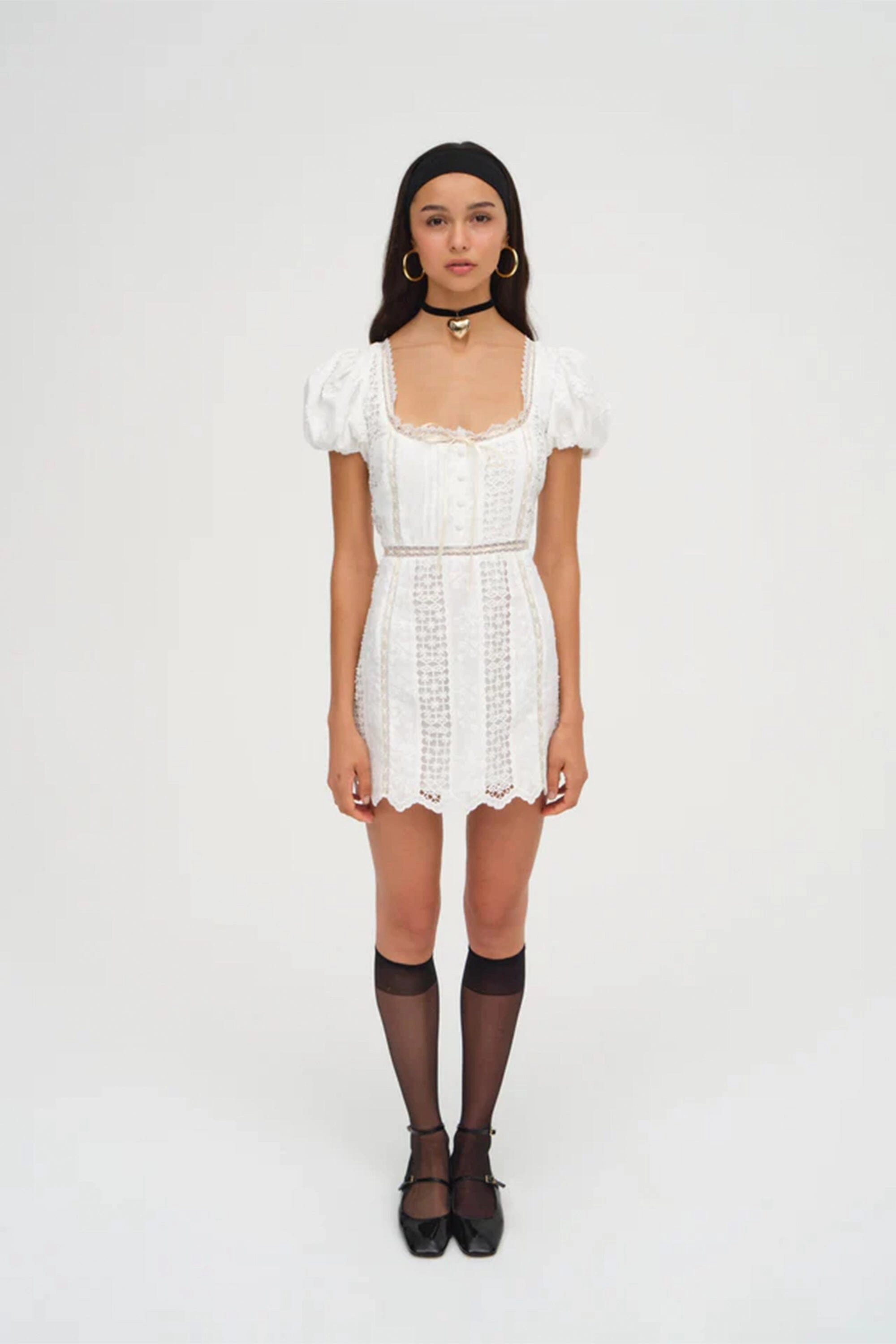 FOR LOVE & LEMONS | Tracy Mini Dress - White button detail