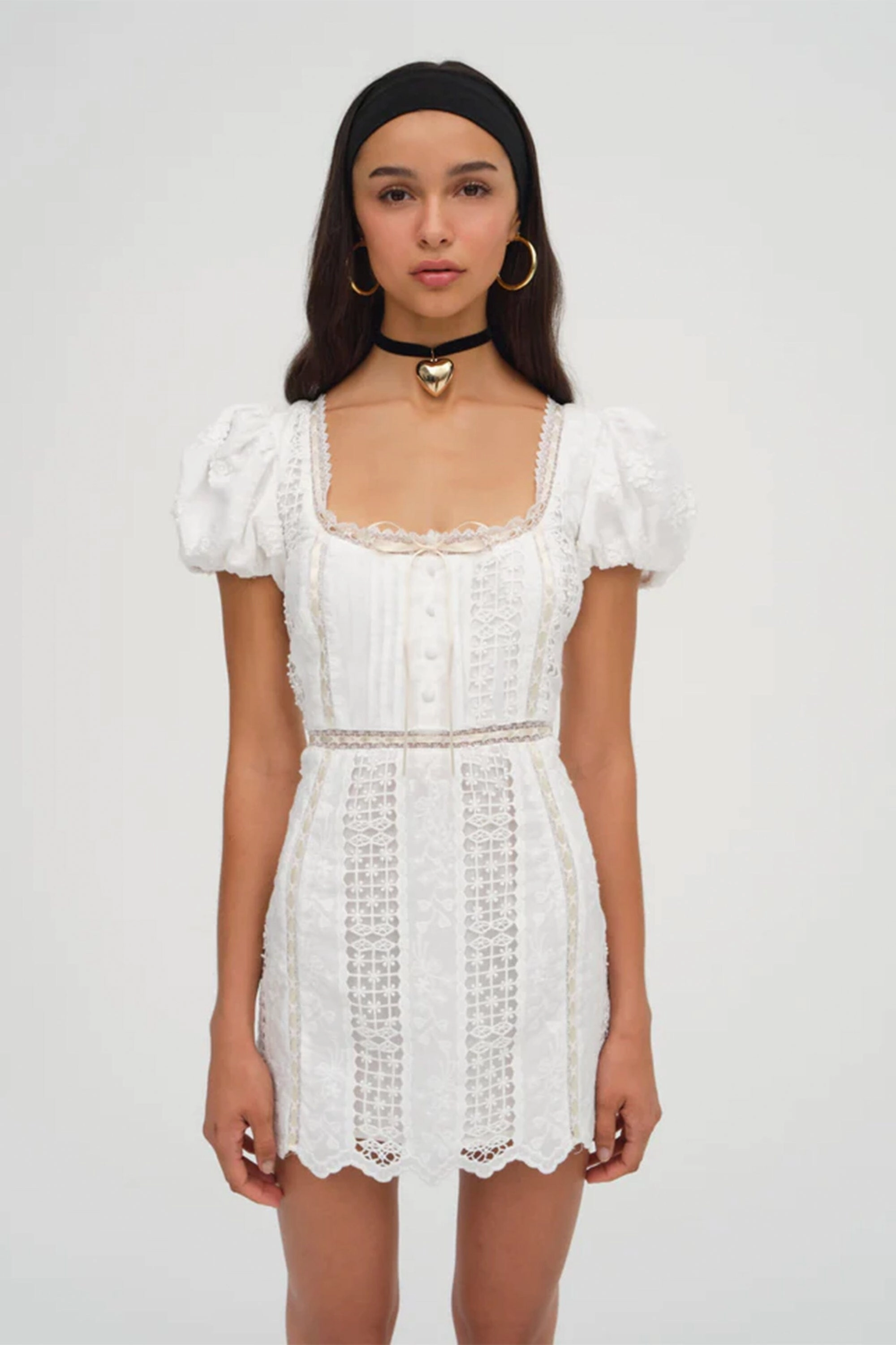 Lace Accent FOR LOVE & LEMONS | Tracy Mini Dress - White