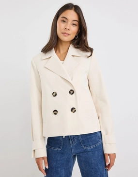 Pathway Cropped Trench Jacket - Pumice Street Comfort Multi Layer Design