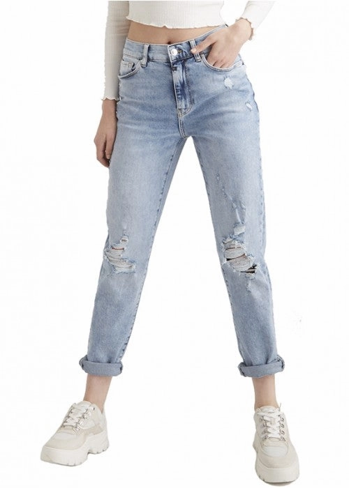 Lynn - Pant - Light Blue Destroyed - L30 anti slip grip