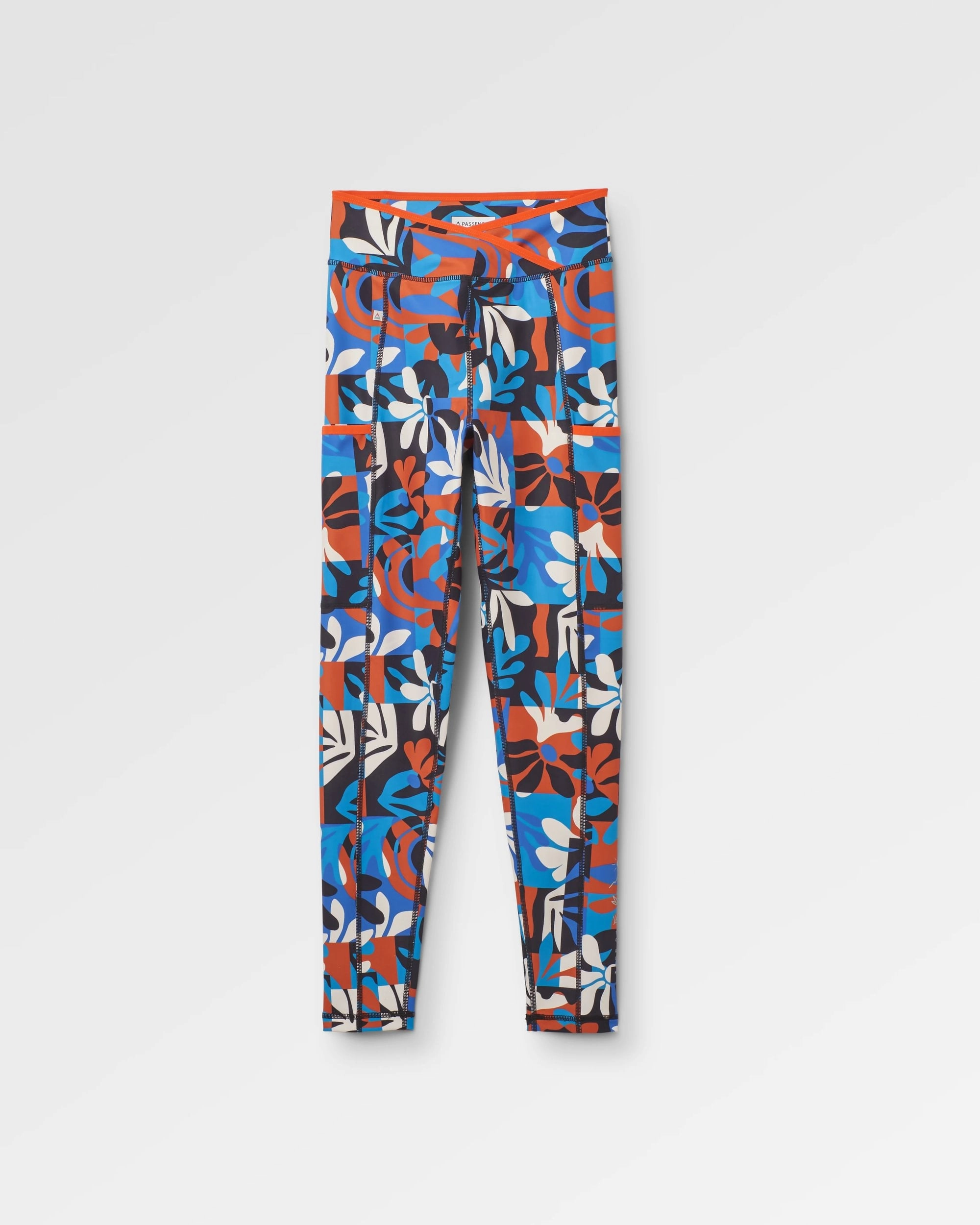 Mantra Recycled Active Legging - Mountain Foliage Blue Pro Athlete Morning Stretch High Waist Summer Wear