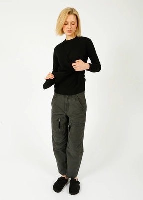Marant Etoile Kelyane Trouser in Faded Black Quick Flex Erasable Logo Patch