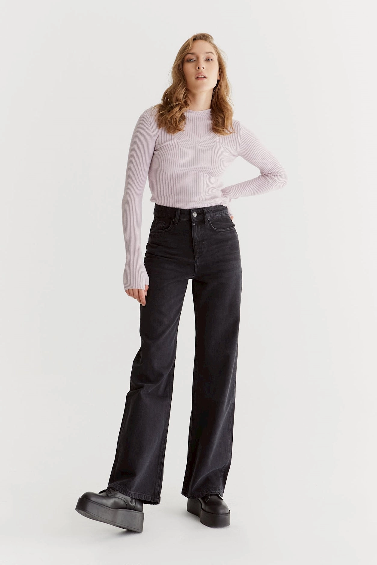 Maria High Waisted Wide Denim Jeans -  Black L30 Day Adventure Multi Panel Construction