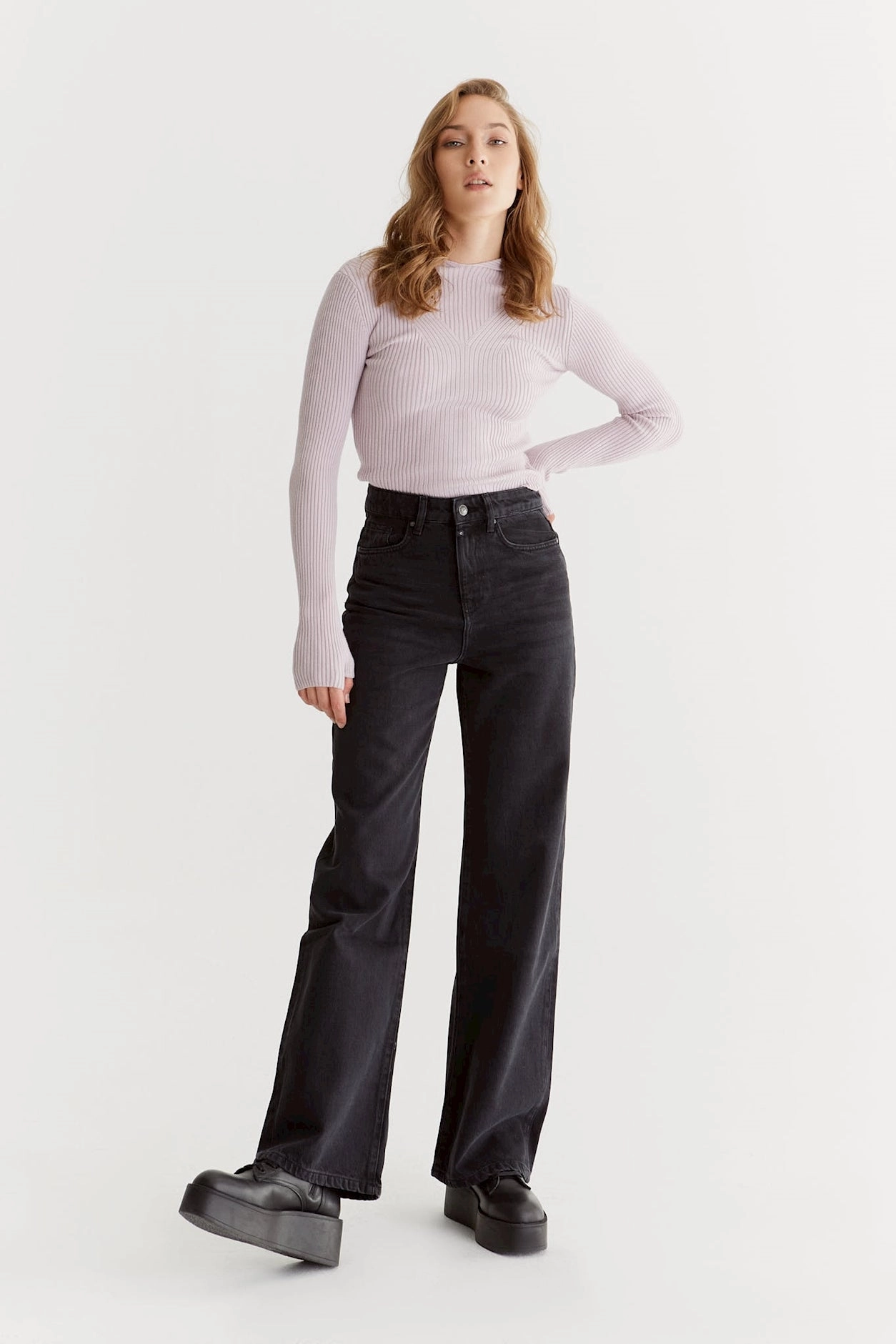 Athletic Flex Wear Everyday Must-have Maria High Waisted Wide Denim Jeans -  Black L30