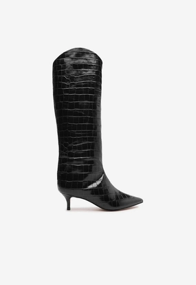 Maryana Lo Crocodile-Embossed Leather Boot Stable Support Remote Hiking All Weather Windy Weather