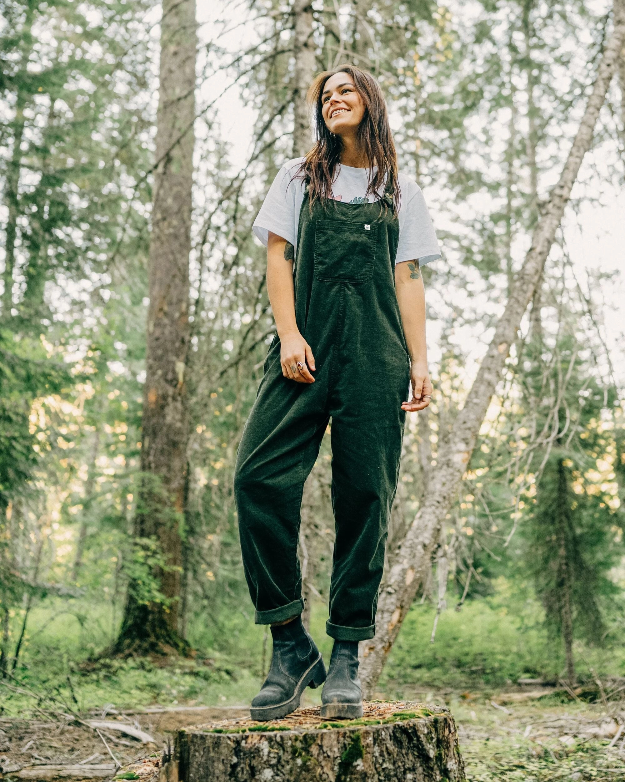 BreathableMaterial Meadows Organic Cotton Cord Dungarees - Fir Tree