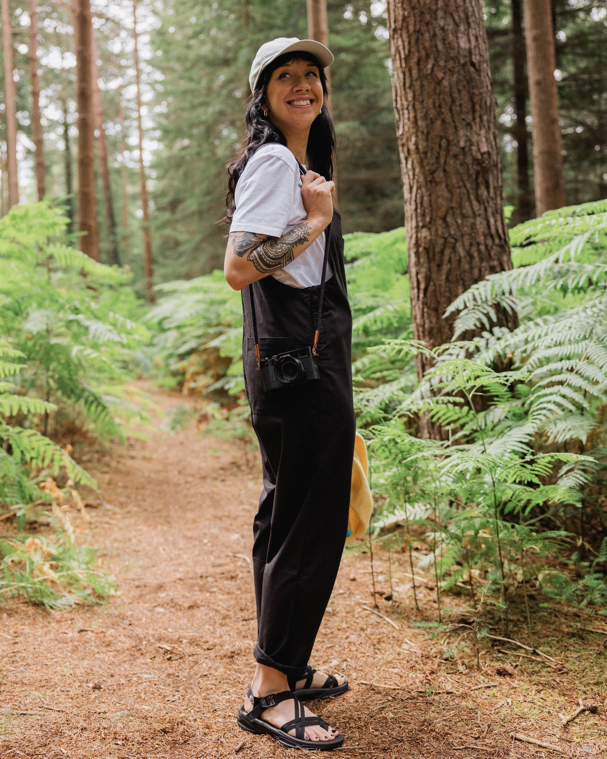 Meadows Organic Cotton Dungarees - Black Fashion Stretch Sleek lines