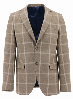 Quick Access Pockets Melrose Beige Checked Sports Jacket