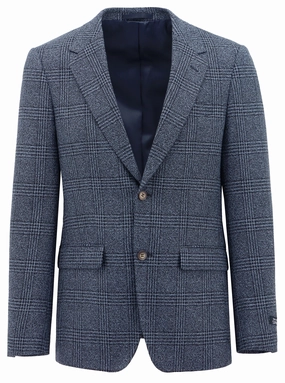 Melrose Blue Checked Sports Jacket Abrasion Resistant Edging