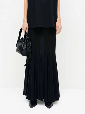 Mermaid Hem Maxi Skirt Minimalist Trim