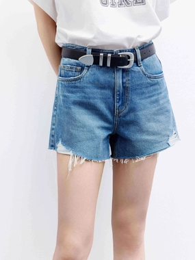 Easy Care Fabric surfing gear Mid Waist Raw Hem Shorts