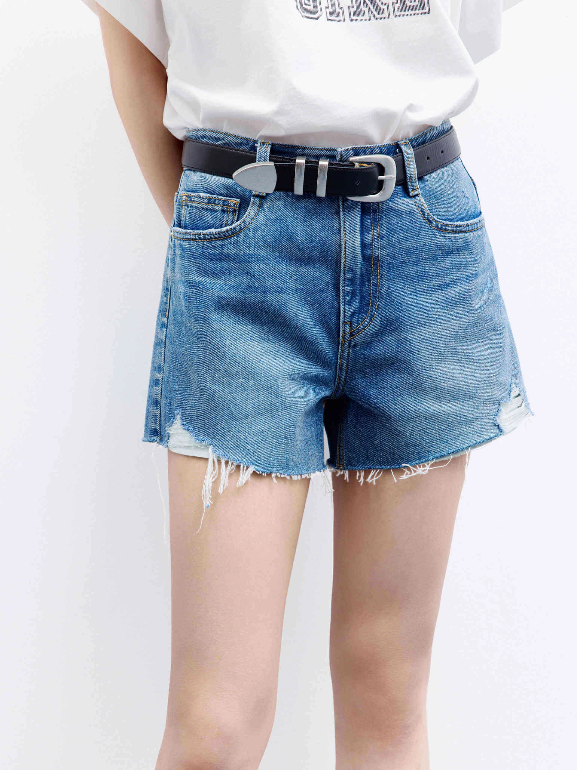 Easy Care Fabric surfing gear Mid Waist Raw Hem Shorts