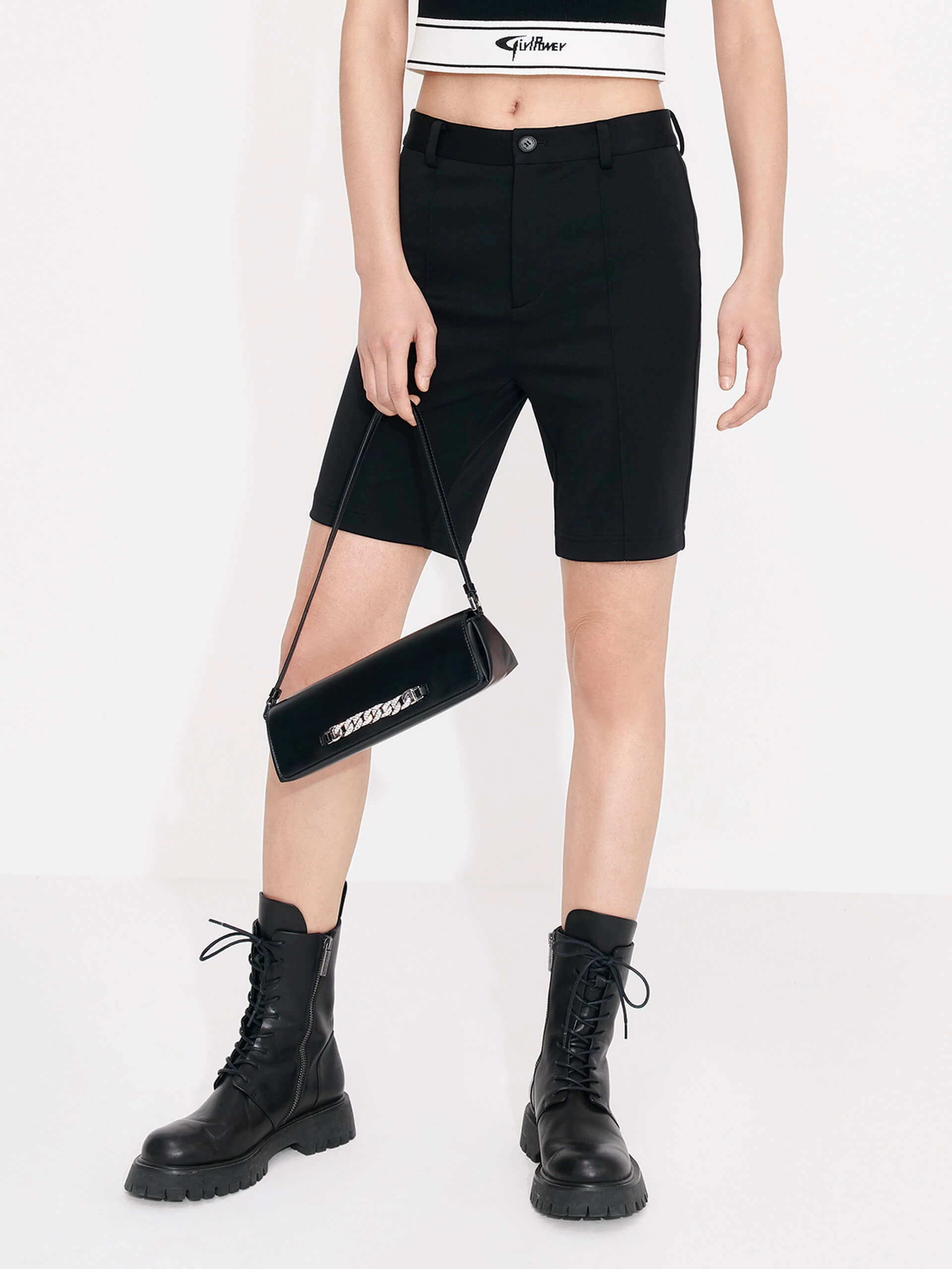 Mid Waist Skinny Shorts High Durability Weave
