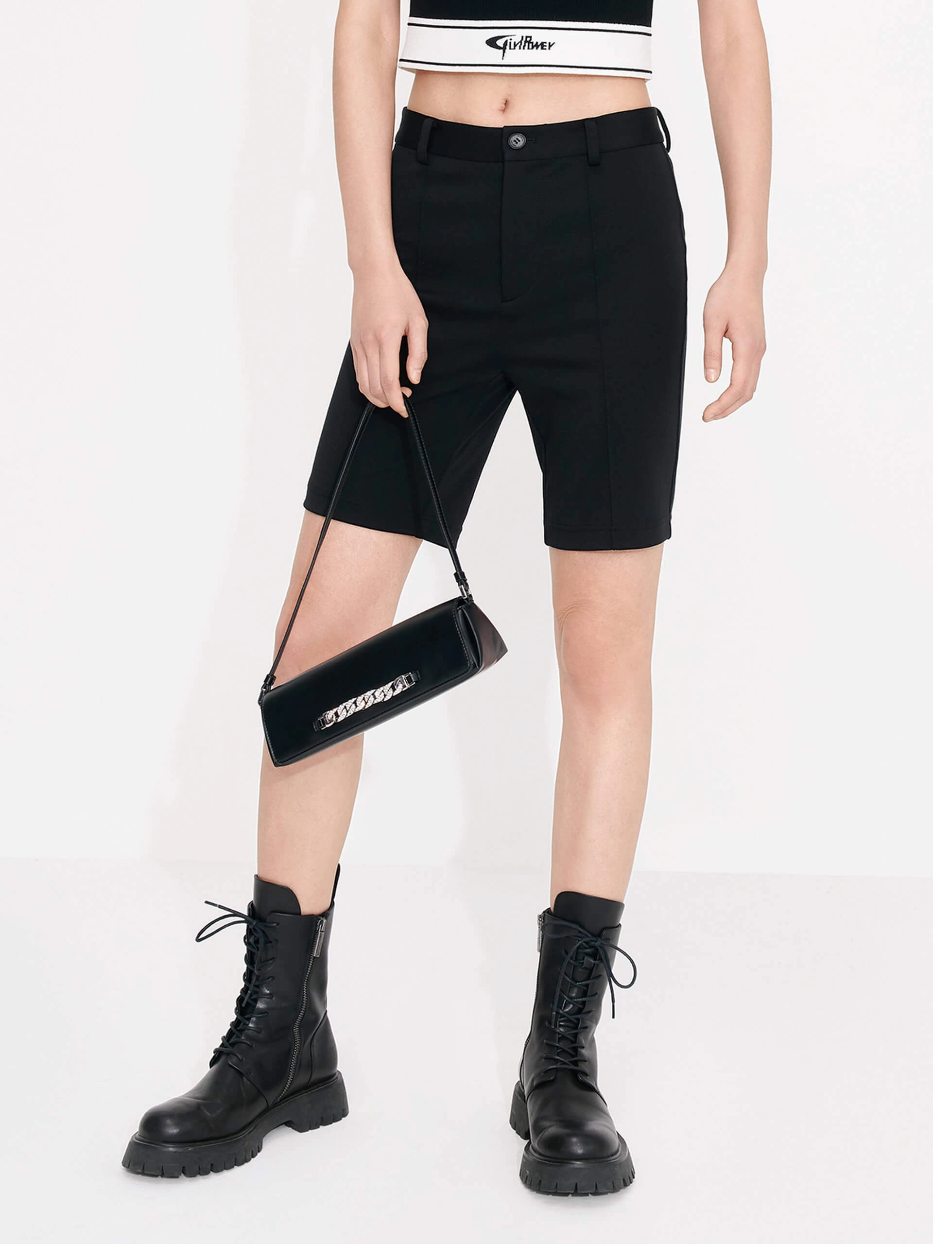 Durable Hemming Mid Waist Skinny Shorts