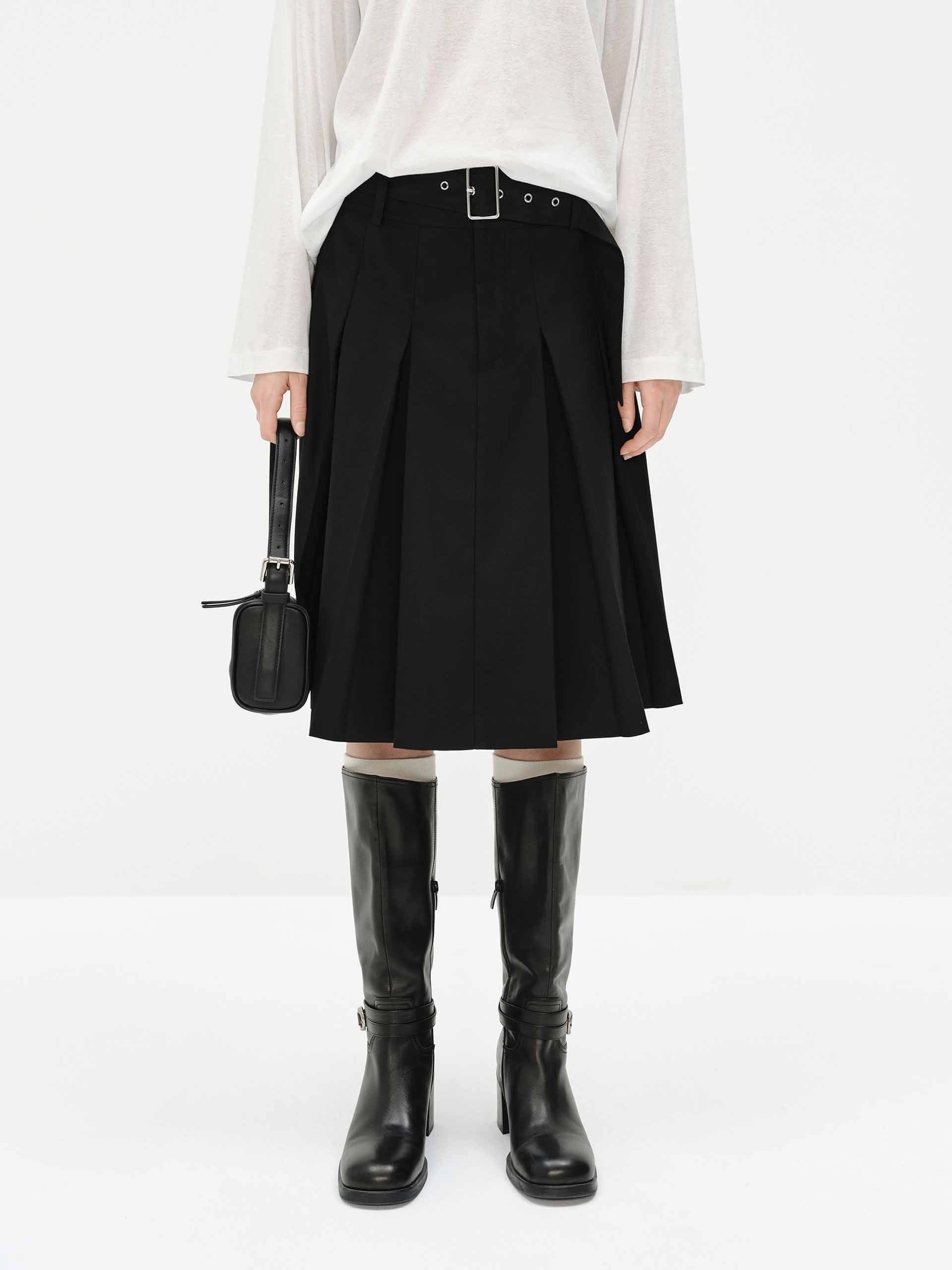 Midi Length Pleated Skirt Classic Look Design innovation