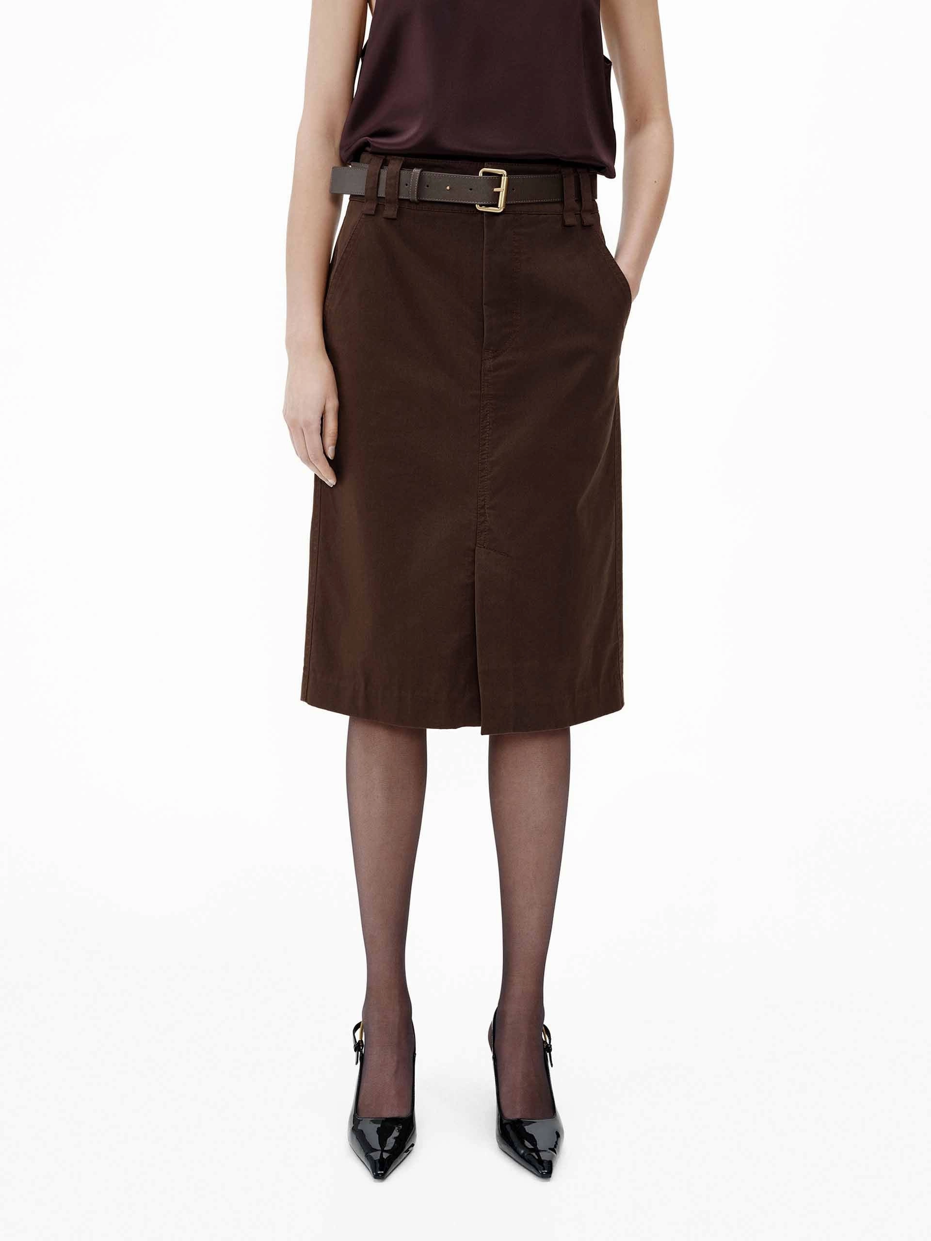 tech fabric Functional Detail Midi Length Straight Skirt