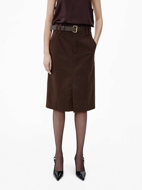tech fabric Functional Detail Midi Length Straight Skirt