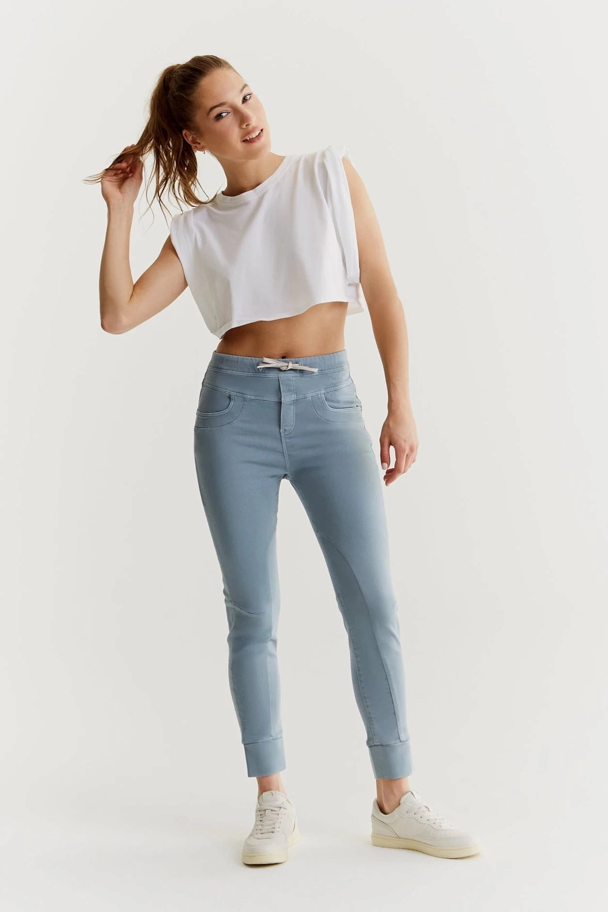 Mila  Slim Jogger  Pant - Baby Blue - 27" Inseam L01 Soft Lines Tough Stretch