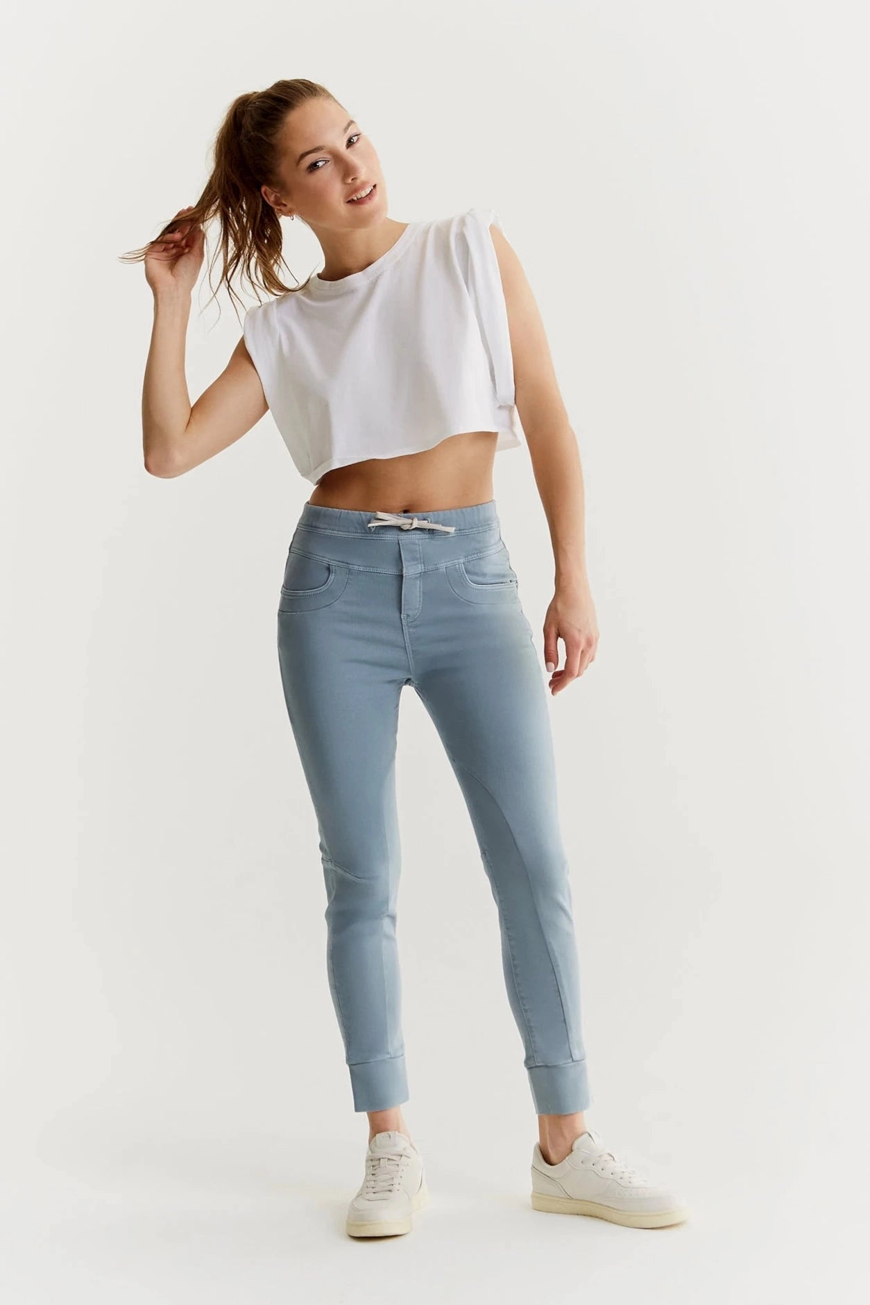 Mila  Slim Jogger  Pant - Baby Blue - 27" Inseam L01 High Waist