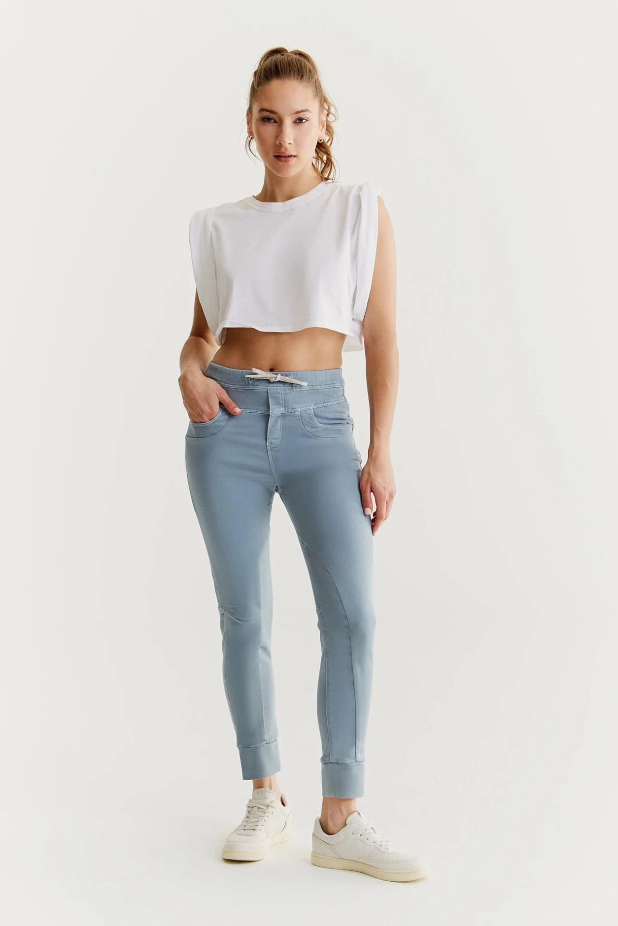 Stretch Panels Clean Lines Mila  Slim Jogger  Pant - Baby Blue - 27" Inseam L01