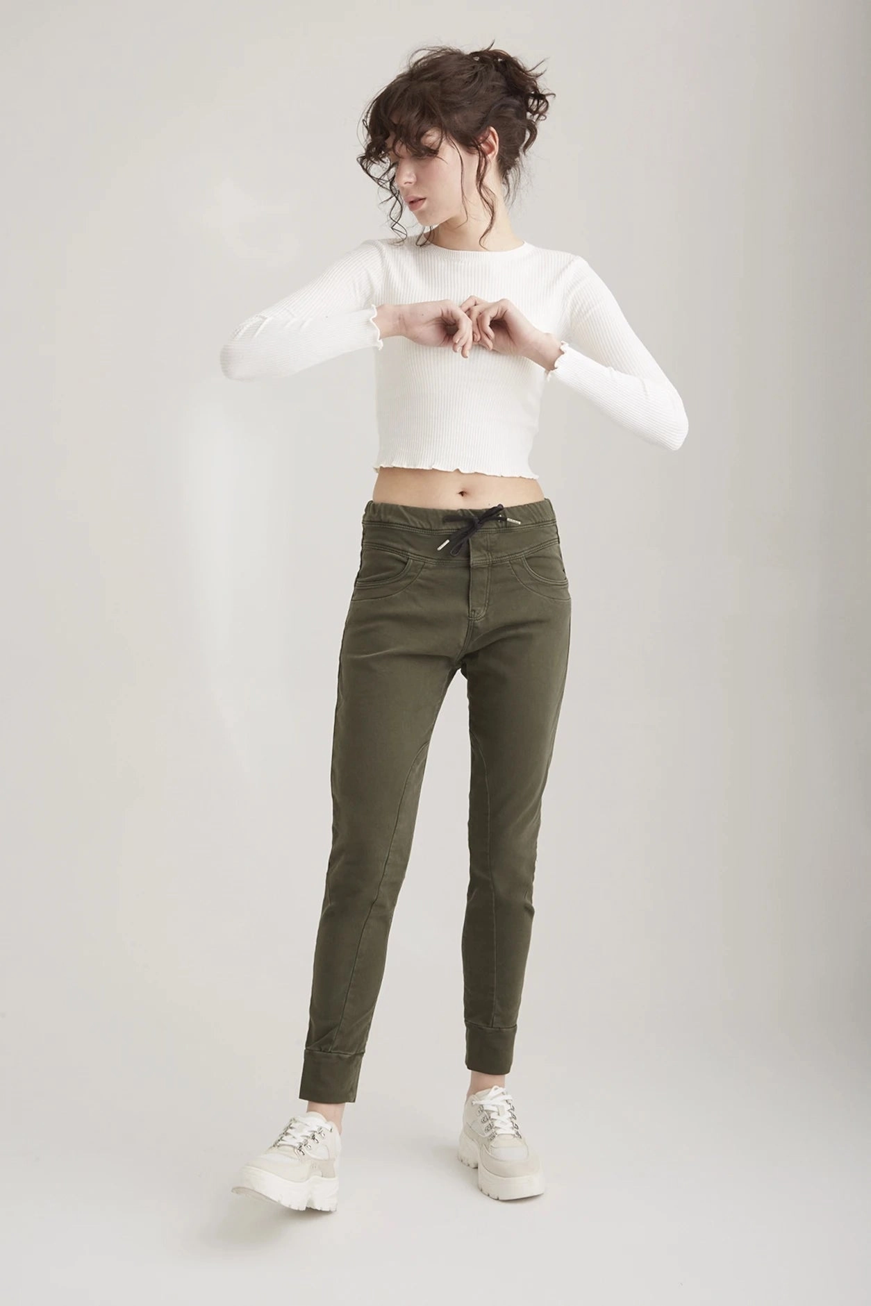 Mila  Slim Jogger Pant - Khaki - 29" Inseam L02 Comfy Flex