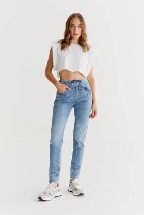 Mila  Slim Jogger Pant - Light Blue Denim - 27" Inseam L01 Easy Fit Design Active Motion