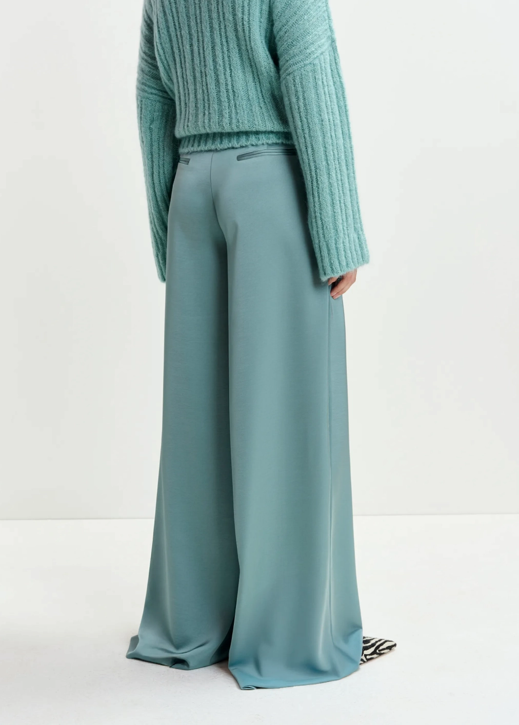 Essentiel Antwerp Ixie Wide Leg Pants in Poseidon Blue Utility Pockets Chic Fit