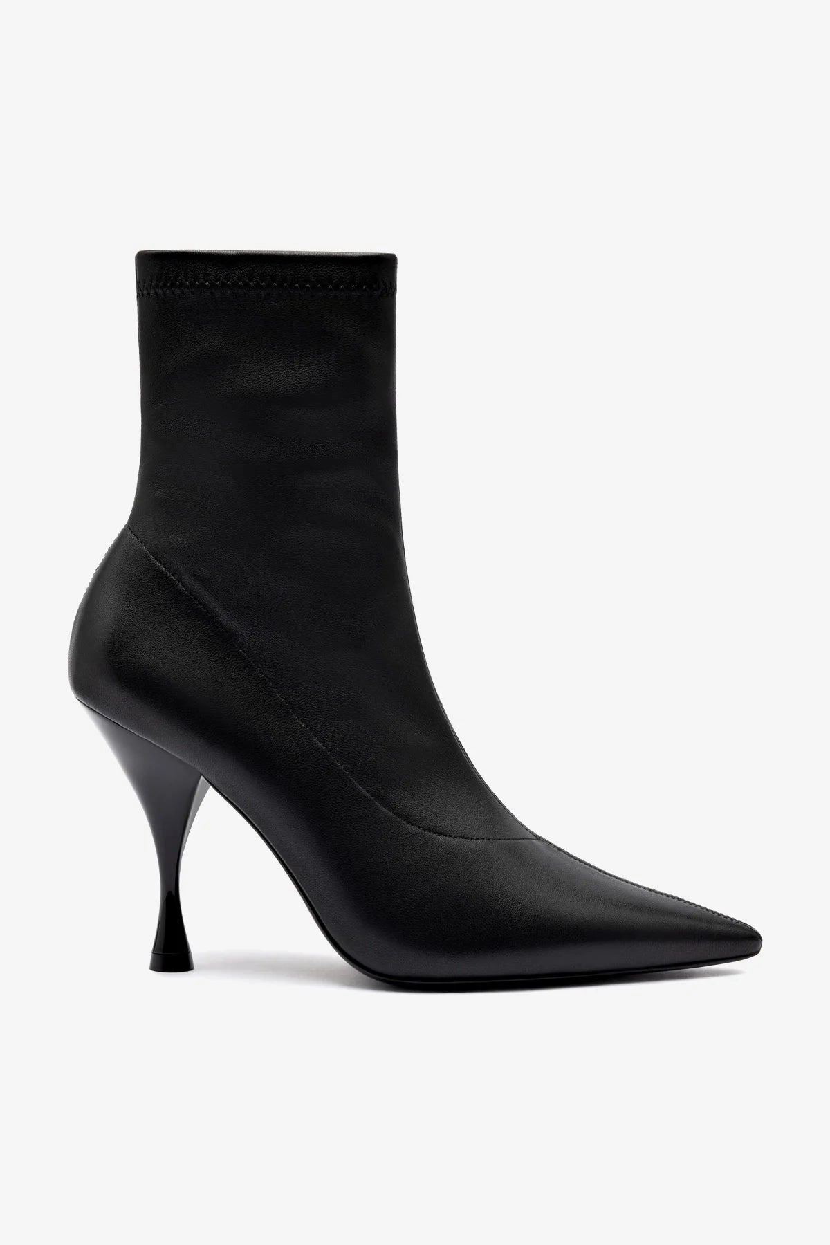 Mini Georgia Boot In Black Stretch Leather Zip Up Style