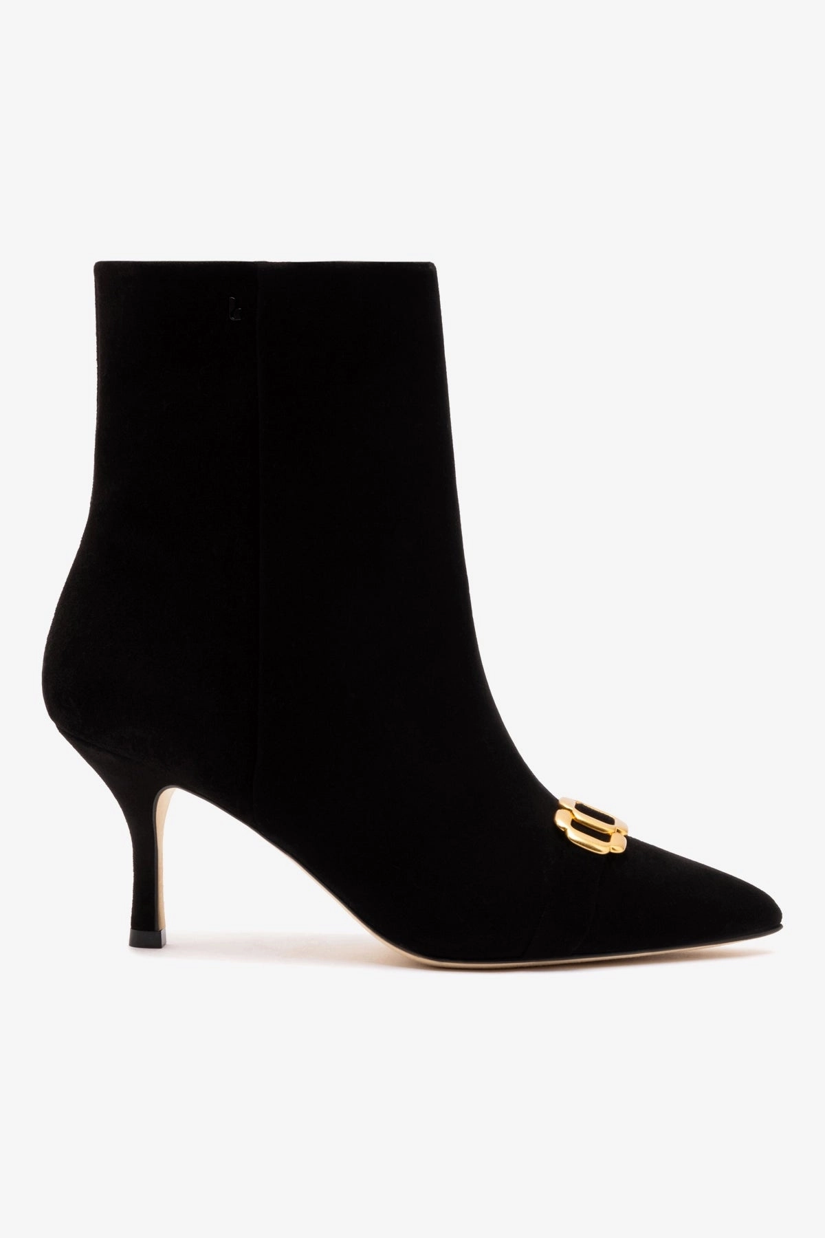 Protective Build Mini Kate Boot In Black Suede and Daisy Accent