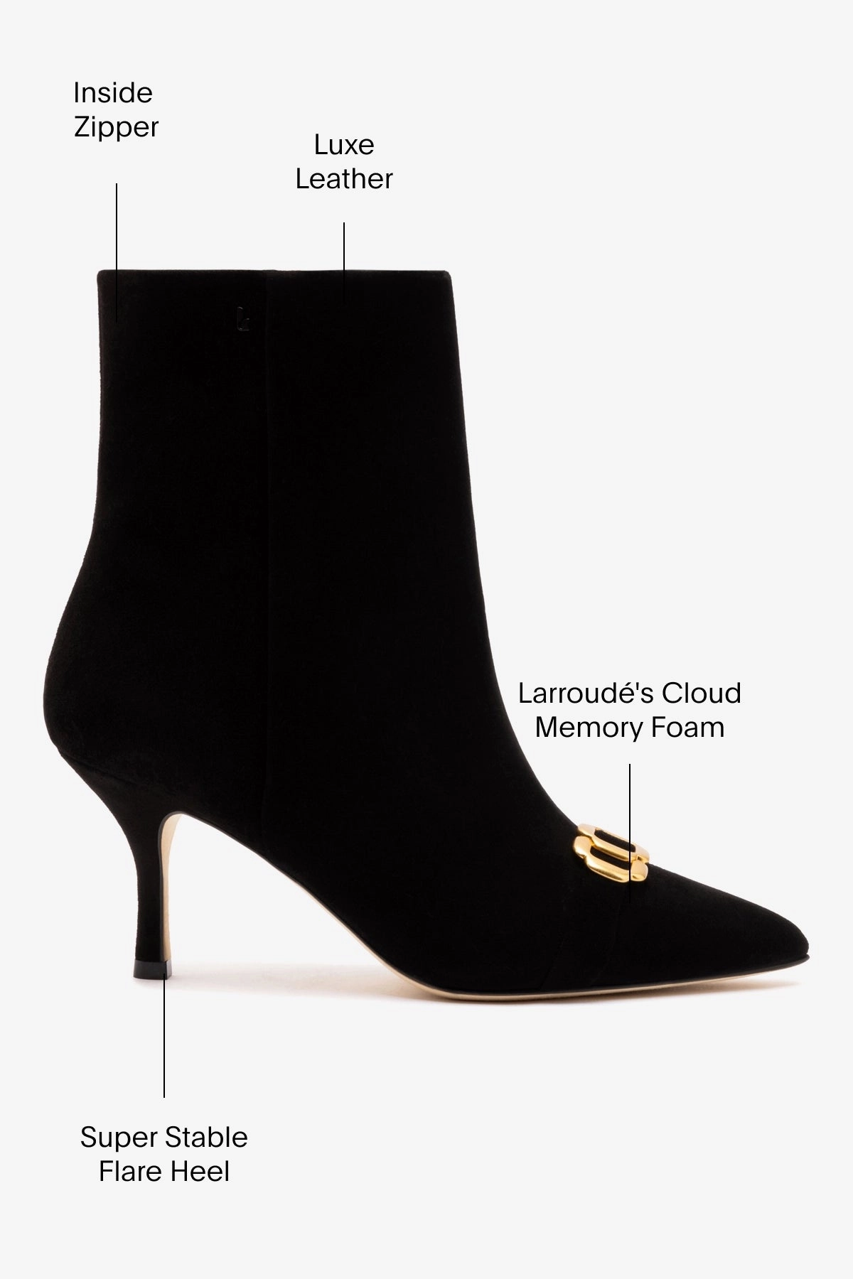 Mini Kate Boot In Black Suede and Daisy Accent Waterproof Stylish Explorer Comfortable buckles